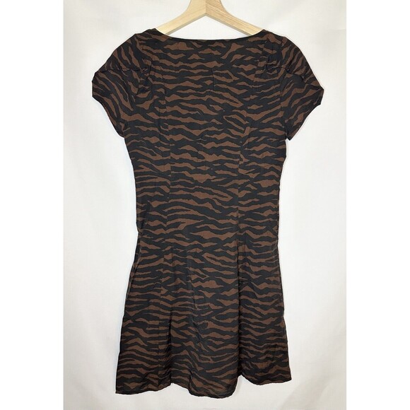MADEWELL V-Neck Mini Dress Abstract Animal Print True Black SIZE‎ 00 NWT - Picture 4 of 11